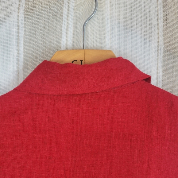 Vintage‎ Talbots Linen Blend Button Front Midi Dress Red Size 6 Petite Lagenlook - Picture 9 of 10